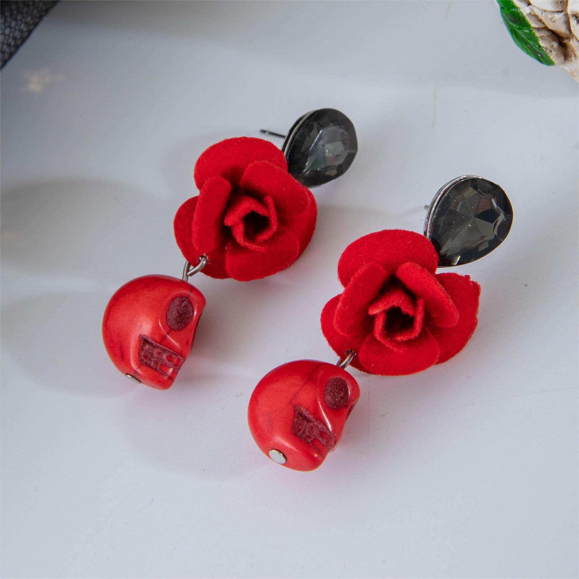 Wholesale   Skull Colorful Rice Beads  Earrings
