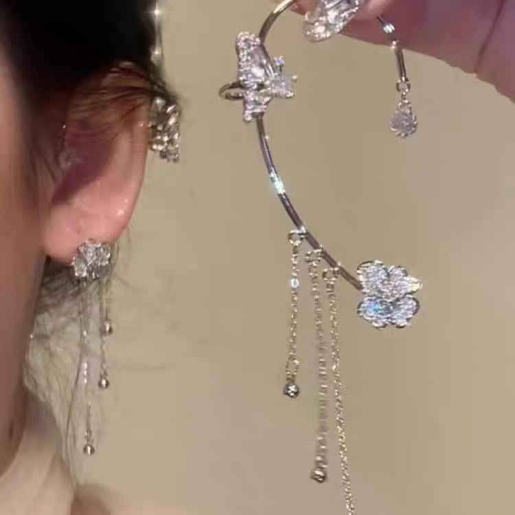 Wholesale Butterfly Floral Dance Ear Cuffs Tassel Fashion Accessory Boutique Party Gift