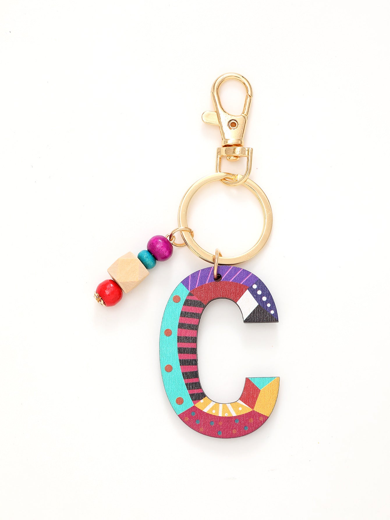 Wholesale Trendy Alphabet Bead Keychain Wooden Car Key Accessory Gift Boutique Resale