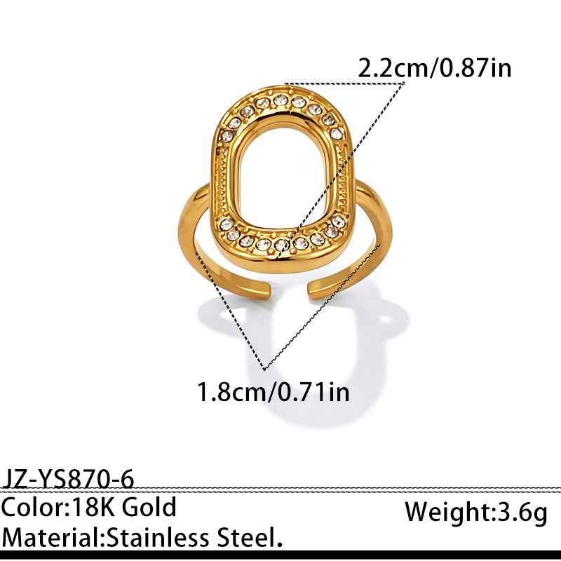 Wholesale Stainless Steel Gold Plated Open Geometric Oval Design Ring Fashion Accessory for Everyday Wear