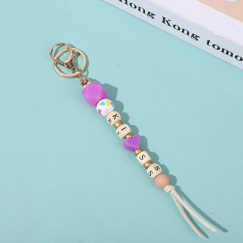 Wholesale Colorful Silicone Beaded Lanyard Keychain ACC-KC-QiuXue009