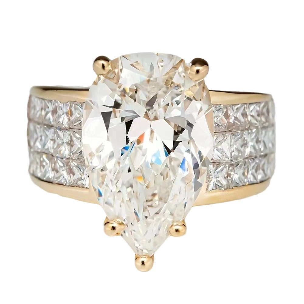 Wholesale Water Drop Pear-Shaped Zircon Diamond Ring