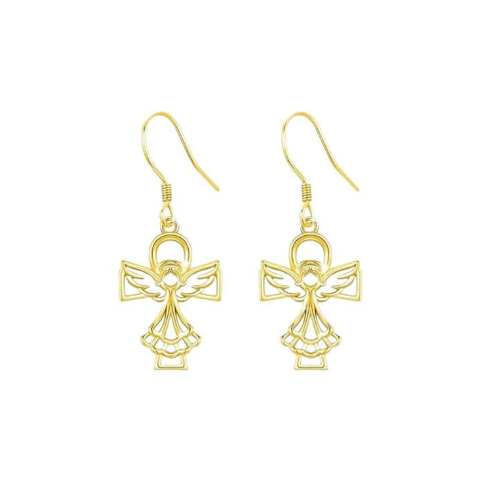 Wholesale  creative angel wings earrings  cute cross angel alloy earrings