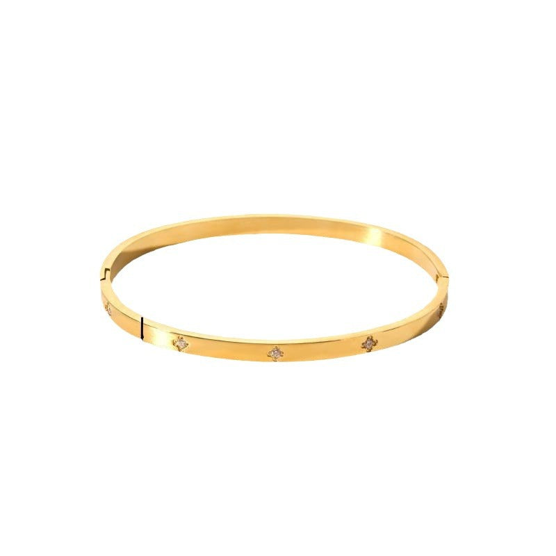 Wholesale Light Luxury Style 18K Gold Stainless Steel Inlaid Zirconium Bracelet ACC-BT-LiQuan001