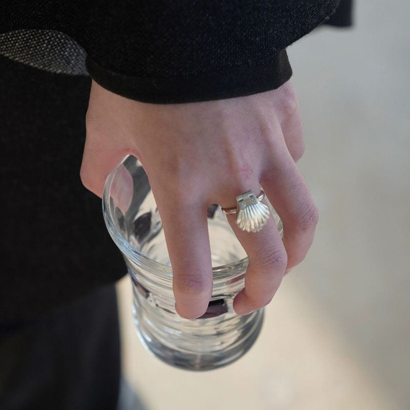 Wholesale Marine Resort Style Shell Pearl Openable Ring for Women Fashion Valentine' s Day Ring