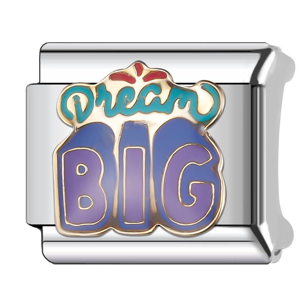 Wholesale Italian Charm Bracelet 9mm DIY Splicing English Retro Series Stainless Steel Composable Bracelet