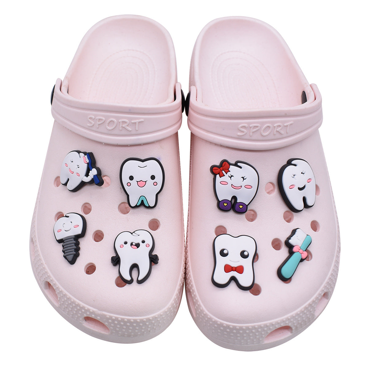 Wholesale Random 100pcs  cartoon toothbrush   PVC Soft Rubber Shoe Buckle Decoration