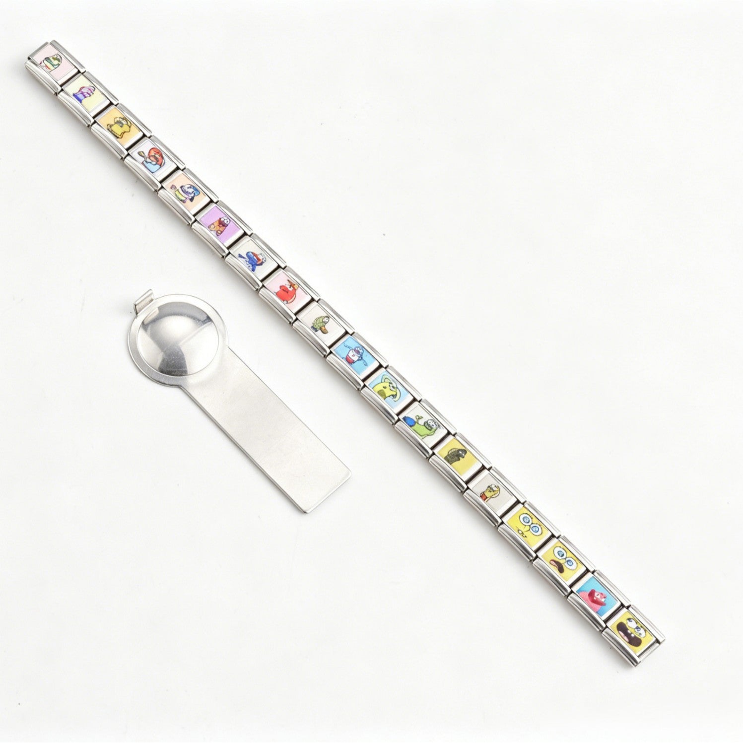 Wholesale Stainless Steel Geometric Modular Bracelet UV Print Elastic DIY Jewelry Accessory