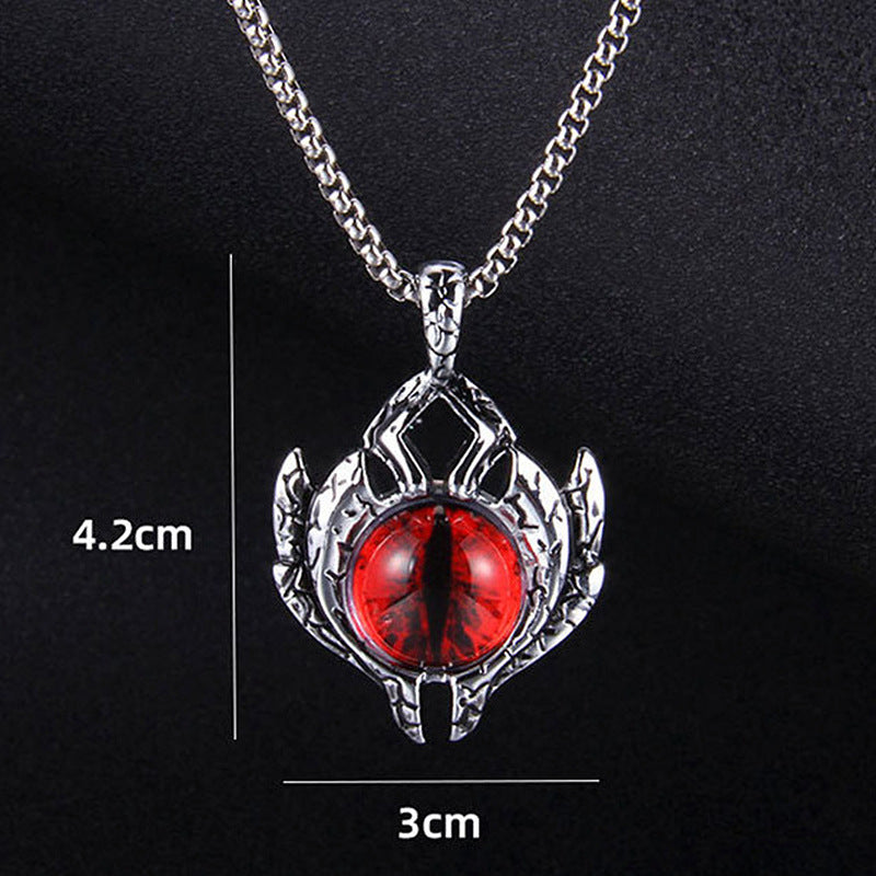Wholesale Vintage Devil Eye Pendant Titanium Steel Necklaces ACC-NE-Hanyu014