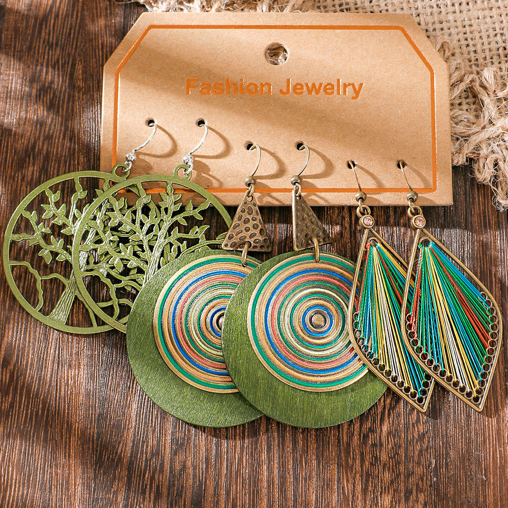 Wholesale Bohemian Colorful Tassel Earring Set Retro Ethnic Party Wear Fashion Accessory