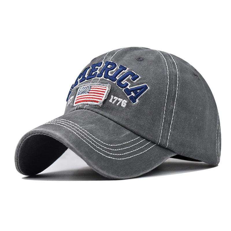 Wholesale  washed hole flag embroidered baseball cap