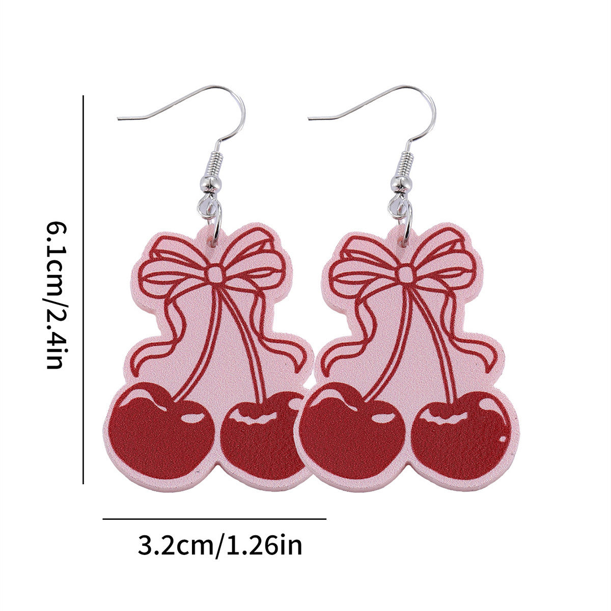 Wholesale Bow cherry acrylic drop earrings