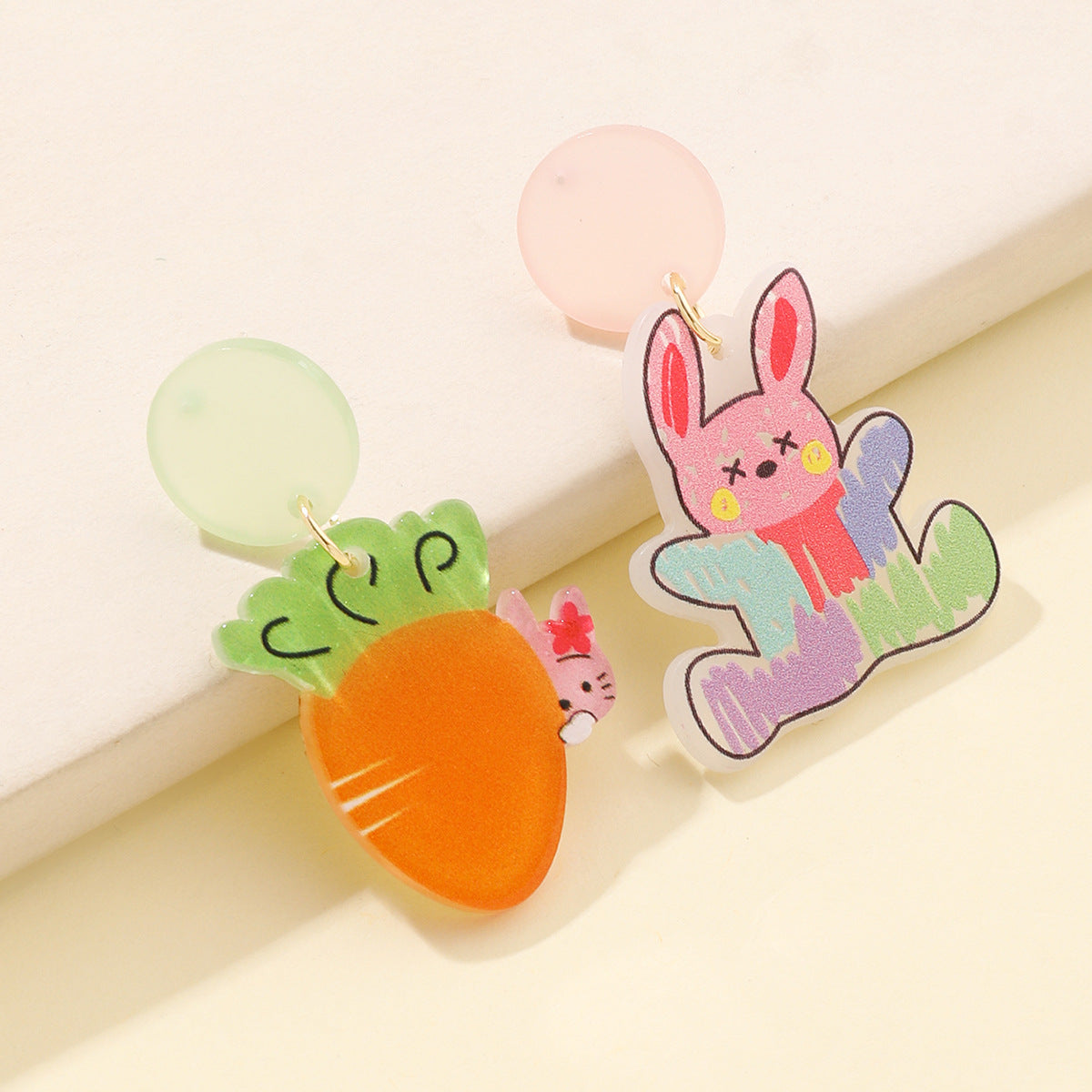 Wholesale Acrylic Cartoon Print Easter Bunny Egg Carrot Earrings