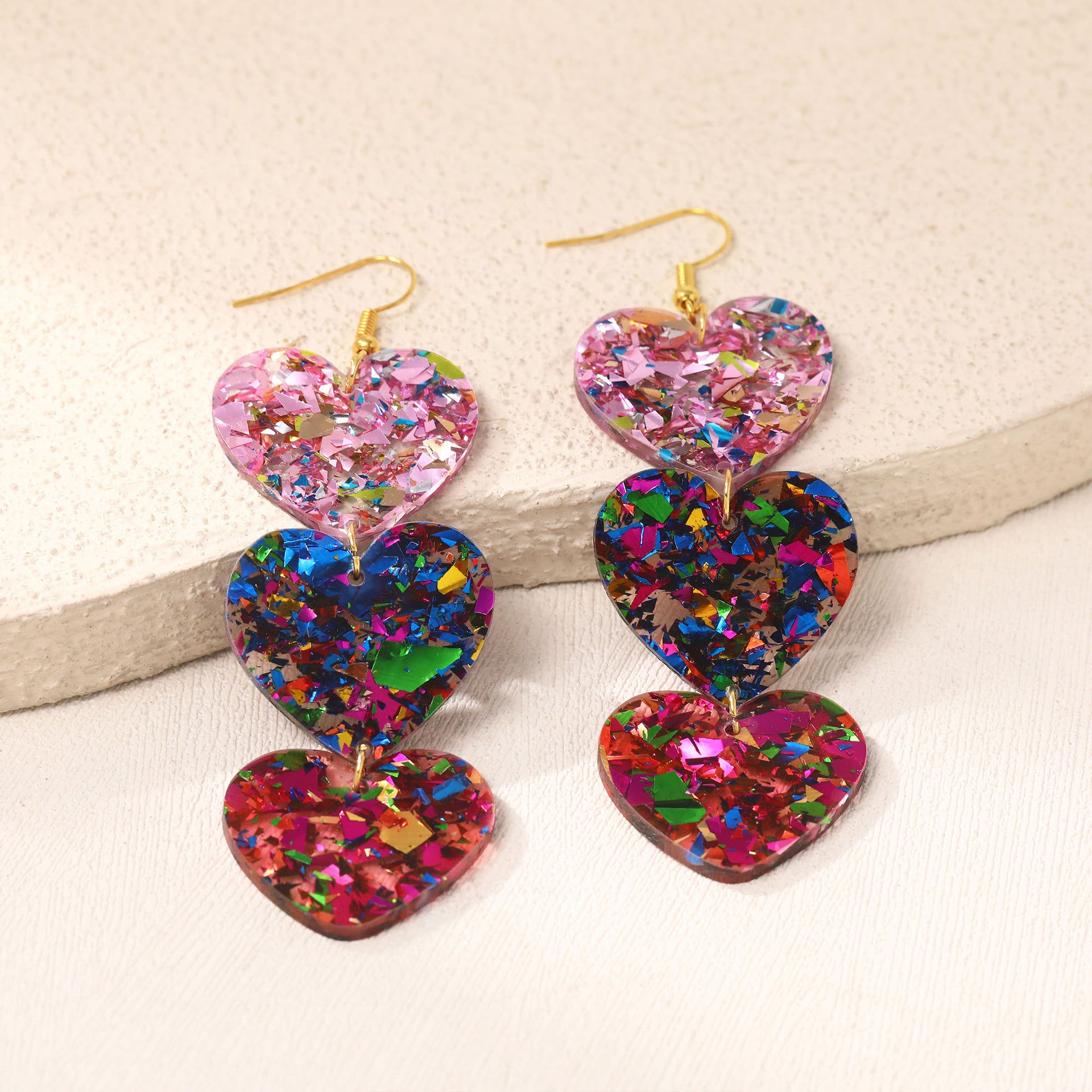 Wholesale  acrylic earrings Valentine's Day love stitching earrings