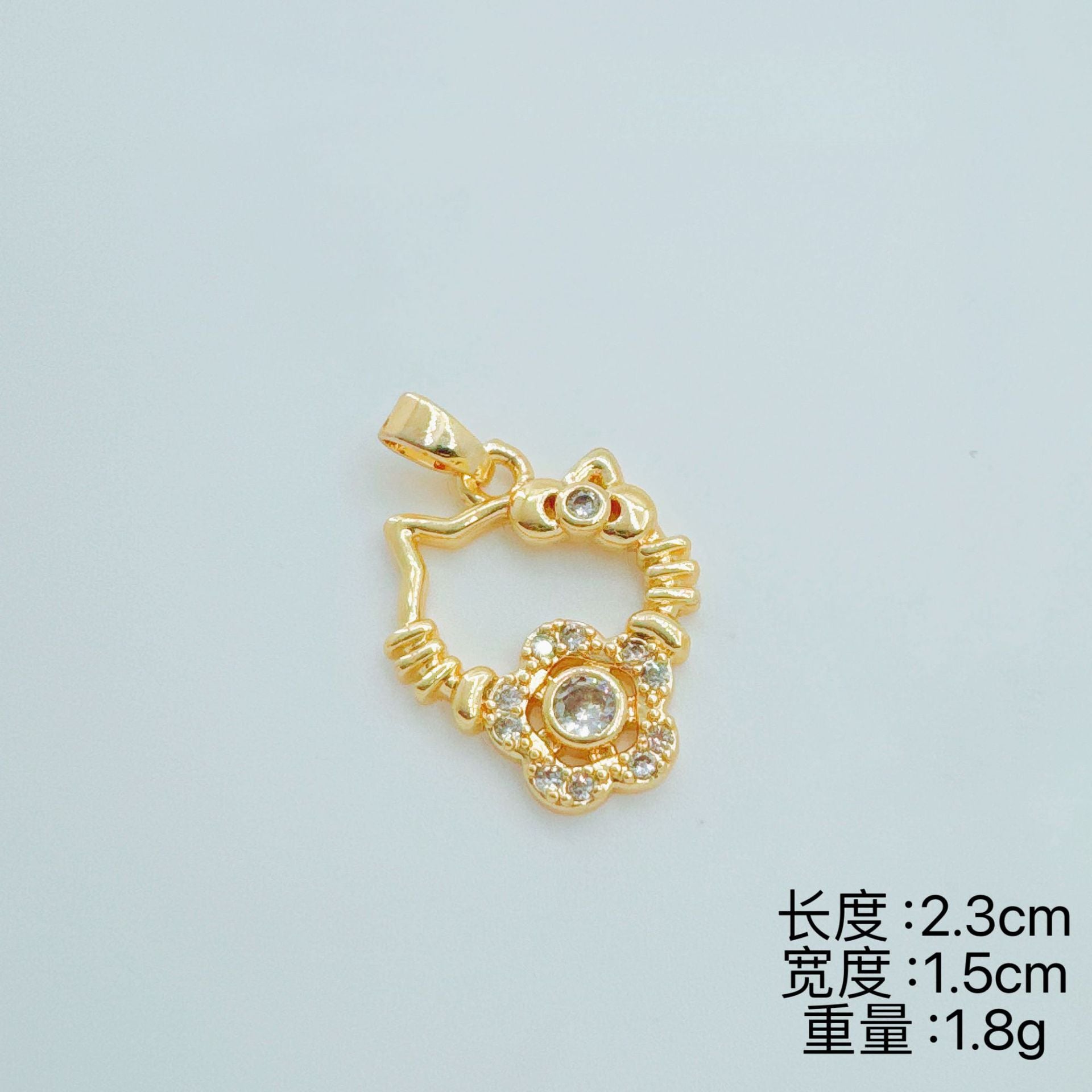 Wholesale Copper Gold-Plated Cat Pendant Zircon Hollow Design Trendy Boutique Jewelry Accessory
