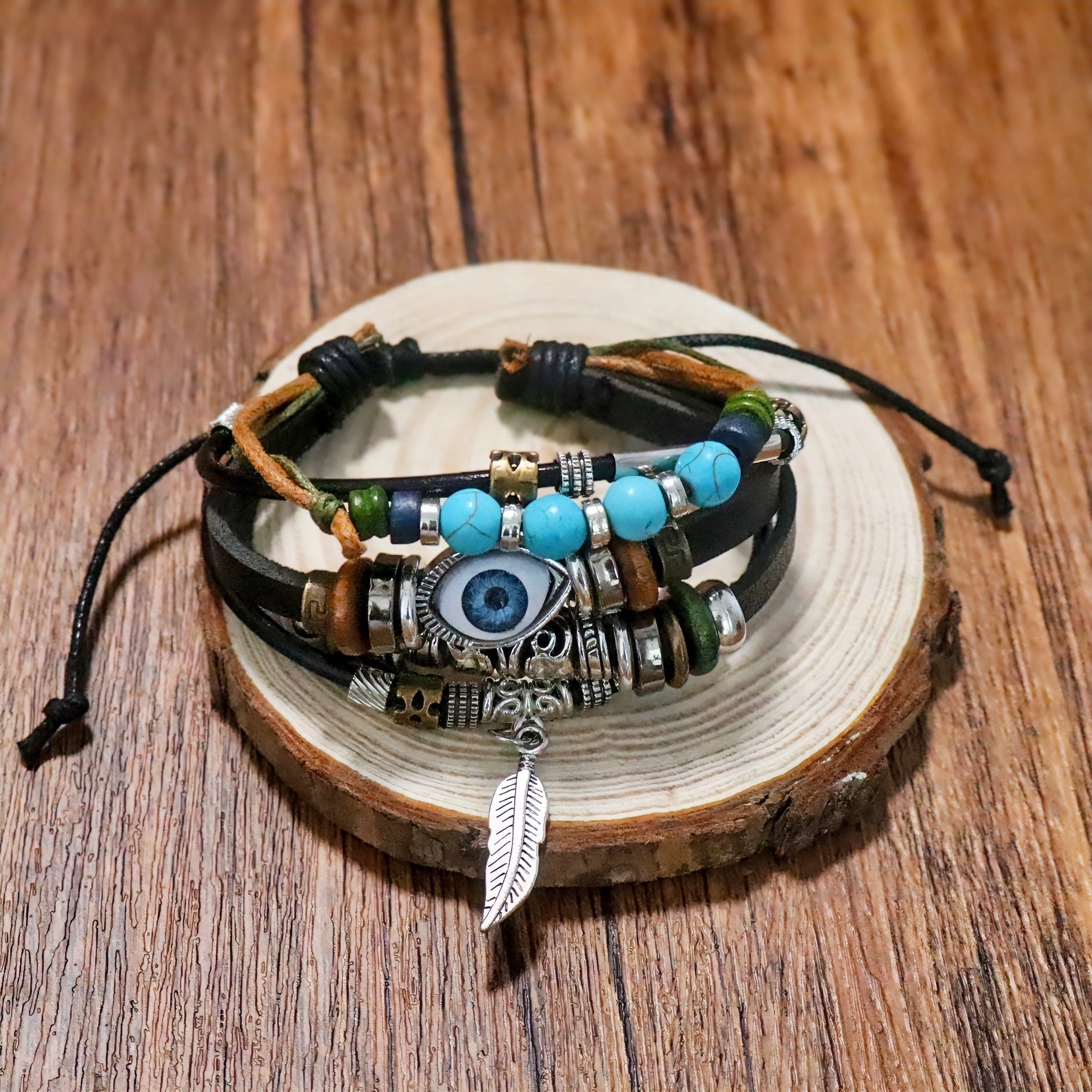 Wholesale Multi-Layer Beaded Alloy Bracelet Ethnic Eye Design Fashion Accessory for Boutique Resale