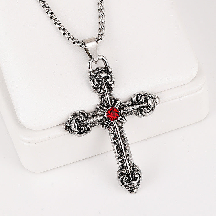 Wholesale Titanium Steel Retro Cross Necklace