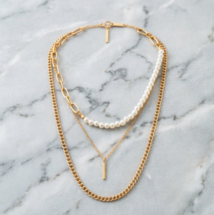 Wholesale Fashion Layered Gold Stainless Steel Segment Necklace Jewelry Accessory Gift