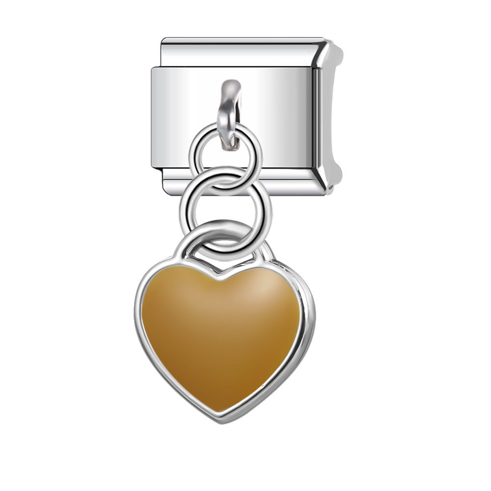 Wholesale Italian Charm Bracelet 9mm DIY Splicing Pendant Heart Shape Stainless Steel Composable Bracelet