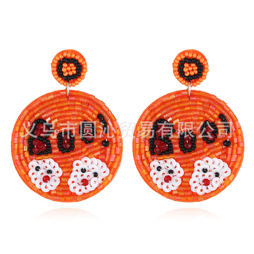Wholesale Halloween Fabric Bead Earrings Ghost Pumpkin Spider Handmade Earrings ACC-ES-YuanQin002