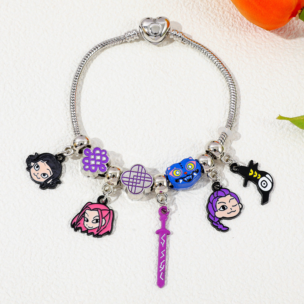 Wholesale Kpop anime DIY beaded alloy oil drop bracelet
