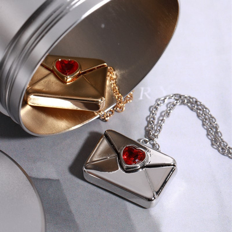 Wholesale Love Opening and Closing Envelope Box I Love You Copper Gold Plated Necklace ACC-NE-JP002