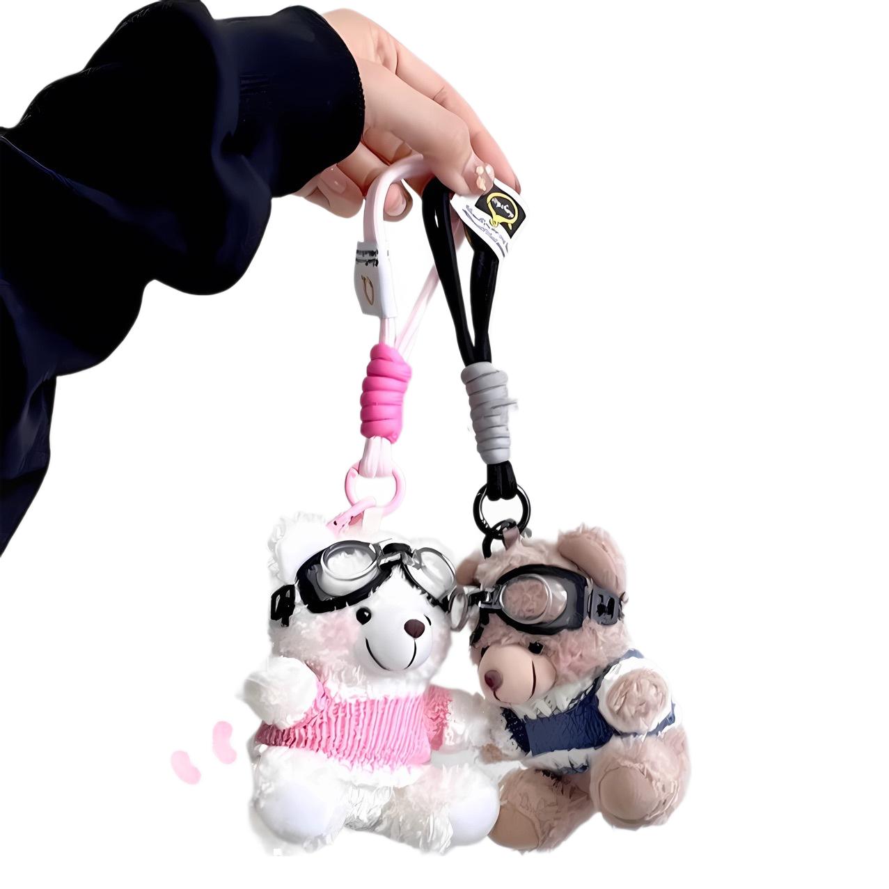 Wholesale pilot bear plush pendant keychain