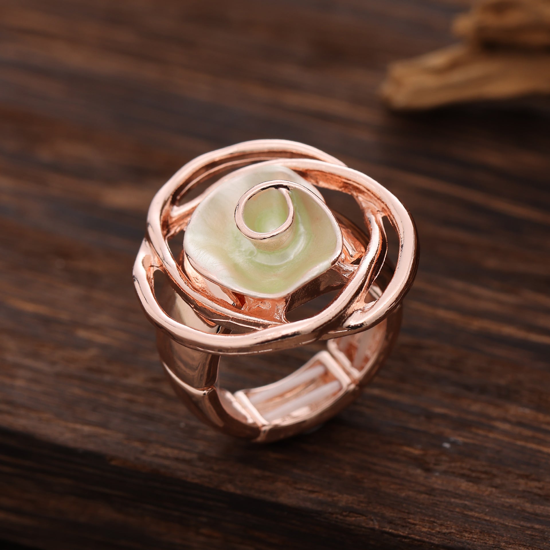 Wholesale Elastic Alloy Rose Flower Ring