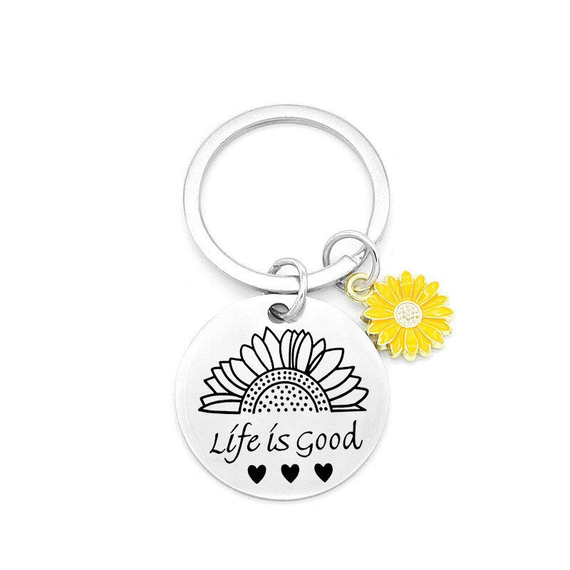 Wholesale Titanium Steel Sunflower Keychain