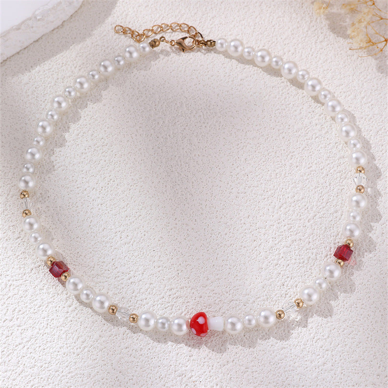 Wholesale multi-layer pearl beaded heart necklace