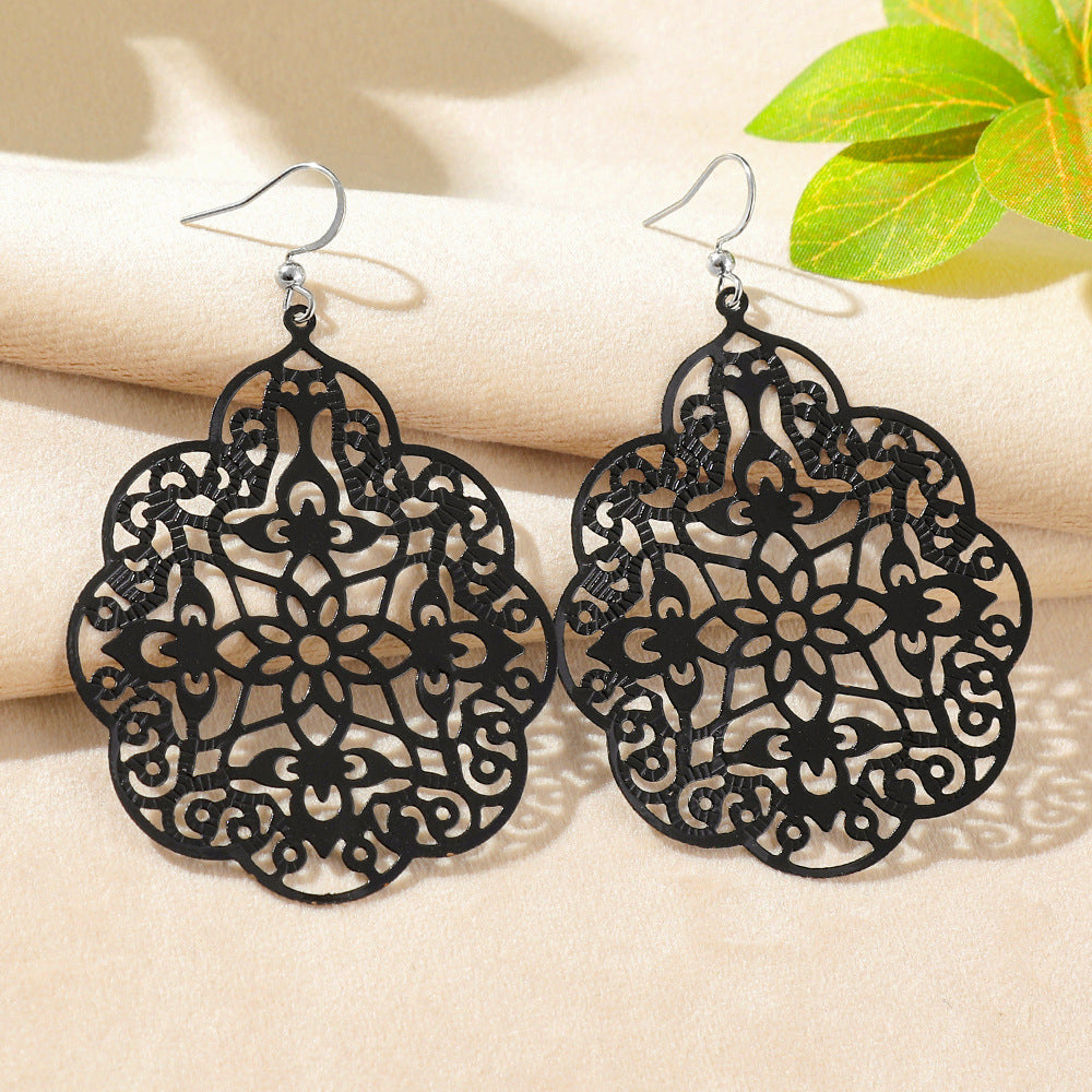 Wholesale Bohemian Style Iron Spray Paint Earrings,  Geometric Hollow Design,  Boutique Jewelry Accessory