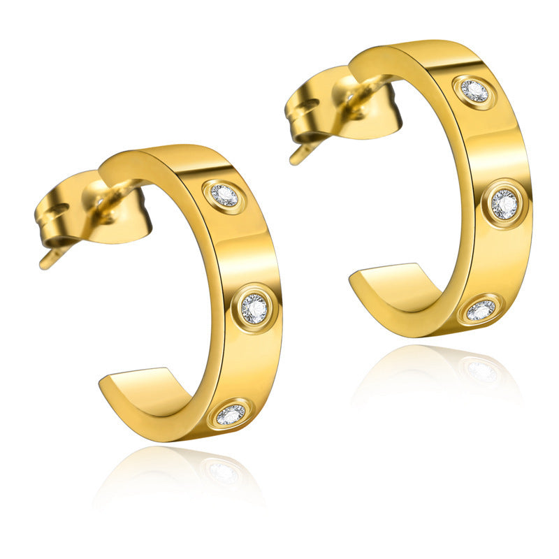 Wholesale C-Shaped Titanium Steel Earrings