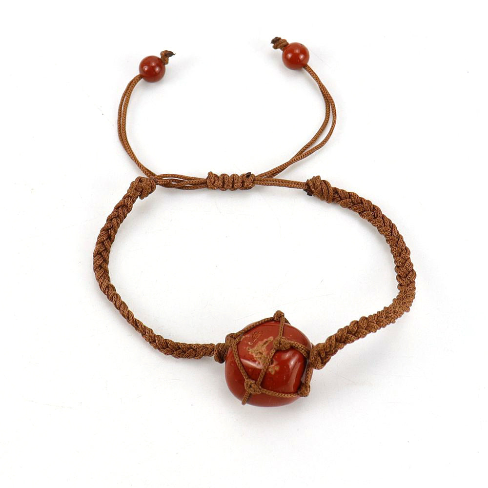 Wholesale Hand Woven Brown Jade Thread Crystal Amethyst Stone Net Pocket Bracelet ACC-BT-HanX003