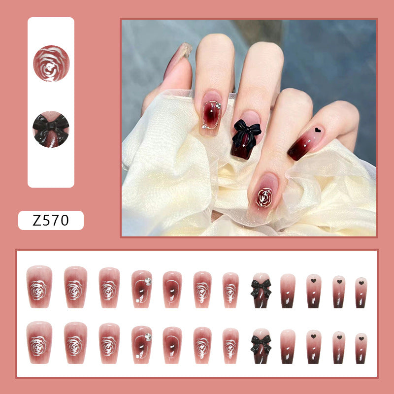 Wholesale 24 Pieces/box Golden Rose Nails Kits Nail Stickers