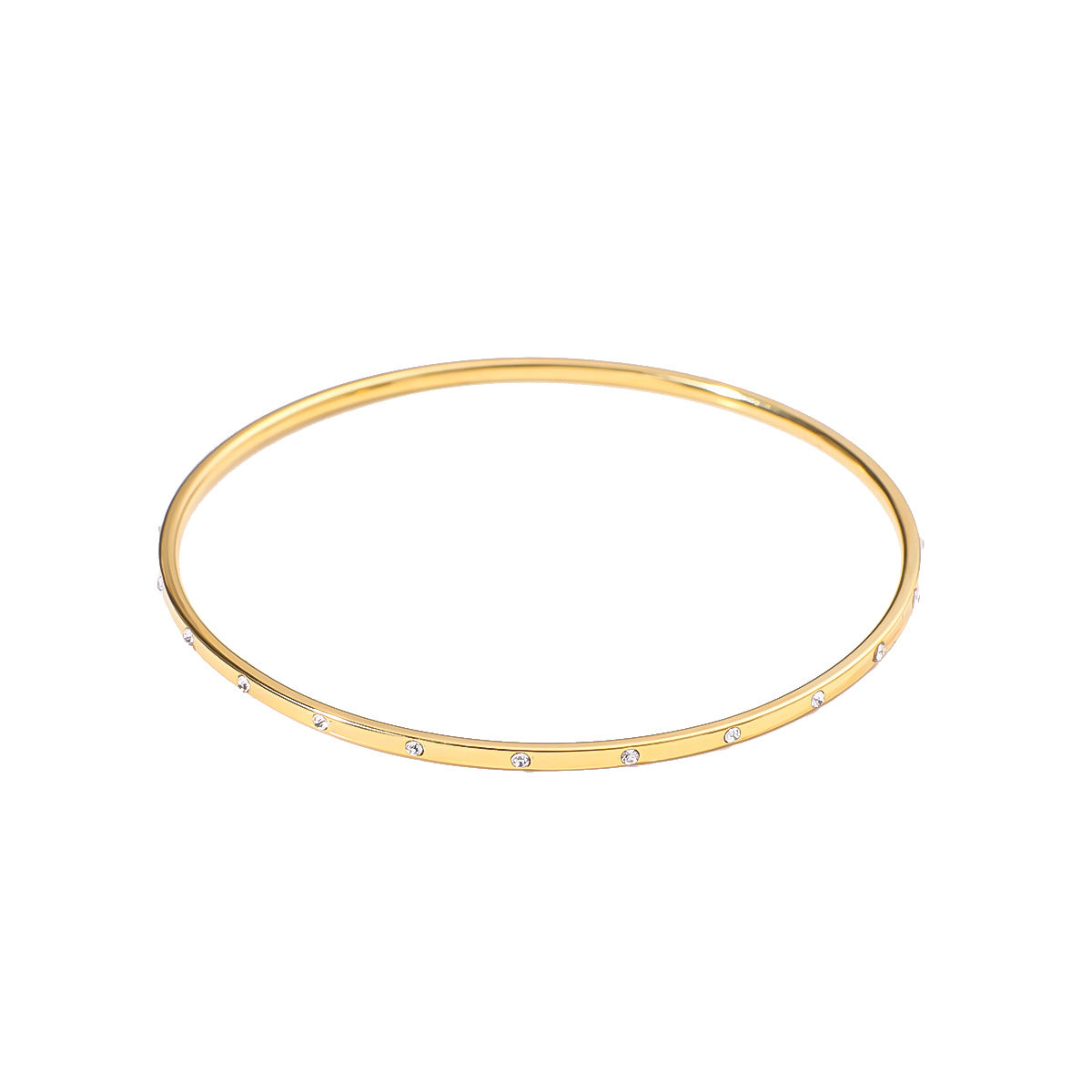 Wholesale  geometric  hollow inlaid zircon 18K gold stainless steel plated bracelet set