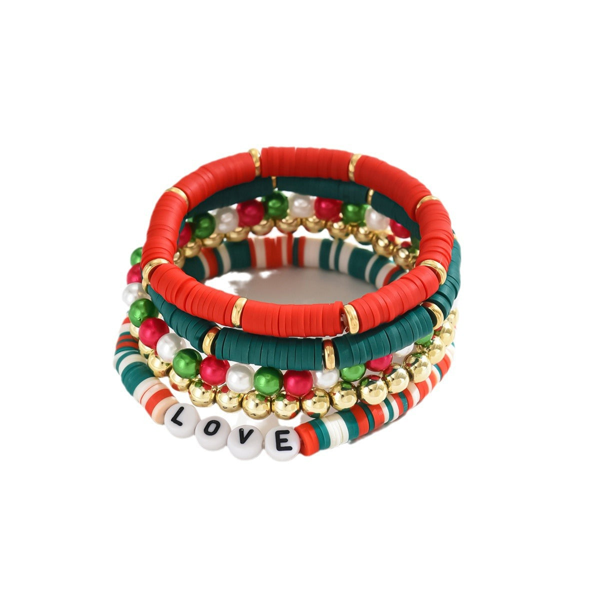 Wholesale  Christmas Flag Soft Clay Bracelet suit