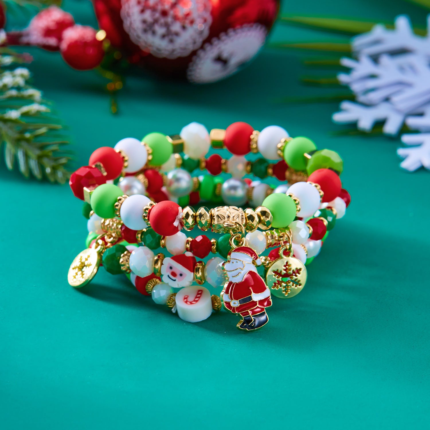 Wholesale Christmas  Acrylic Beaded Bracelet Christmas Set