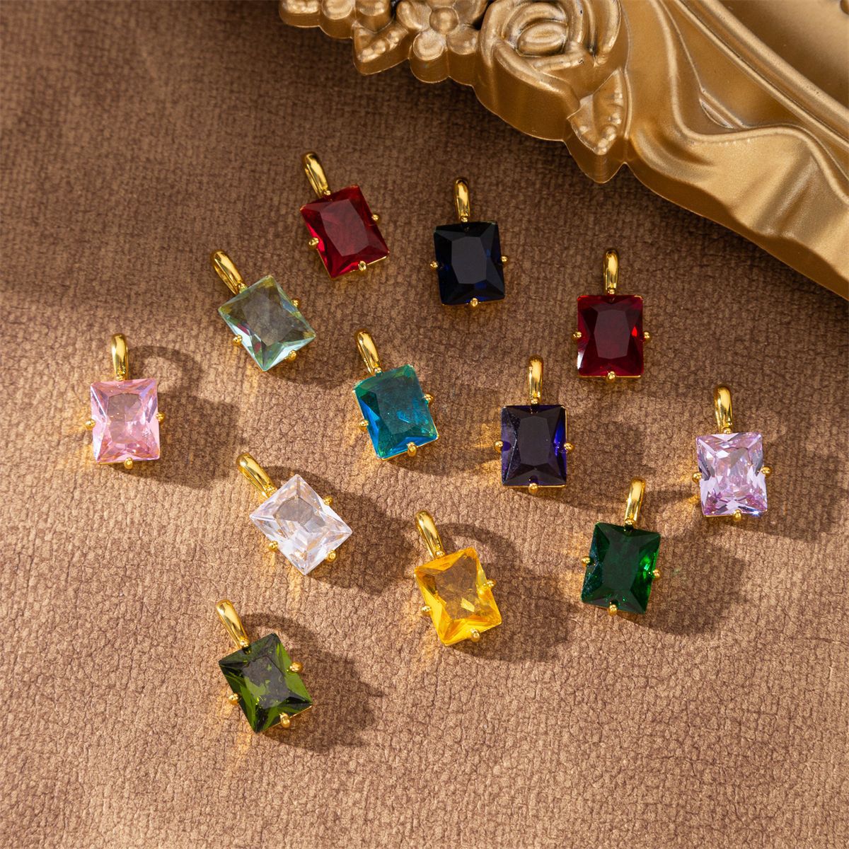 Wholesale Copper Electroplated Geometric Birthstone Pendant DIY Jewelry Accessory for Party