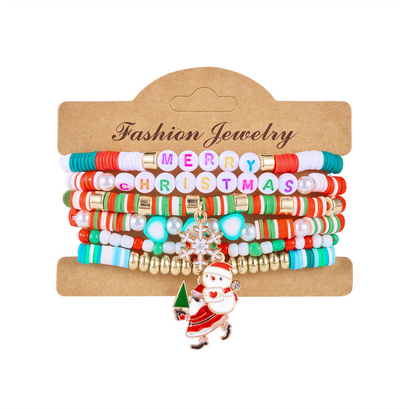 Wholesale  Snowflake Bell Colorful Beaded Bracelet