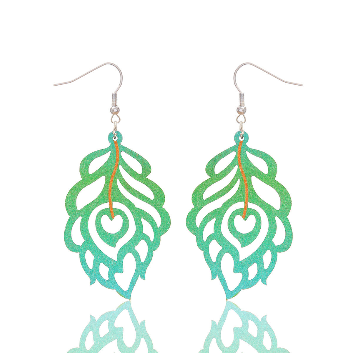 Wholesale Bohemian Ethnic Style Retro Feather Leaf Earrings