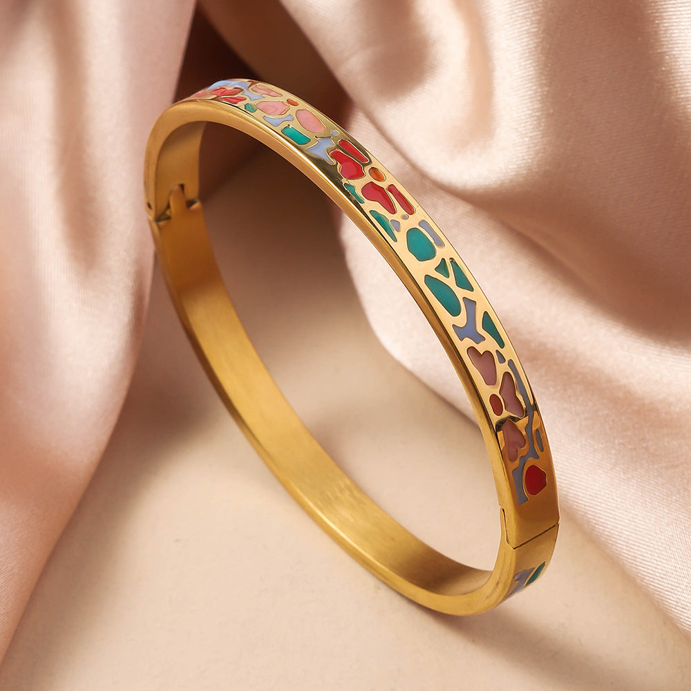 Wholesale Oil Drop Titanium Steel Enamel Bracelet ACC-BT-Ruif010