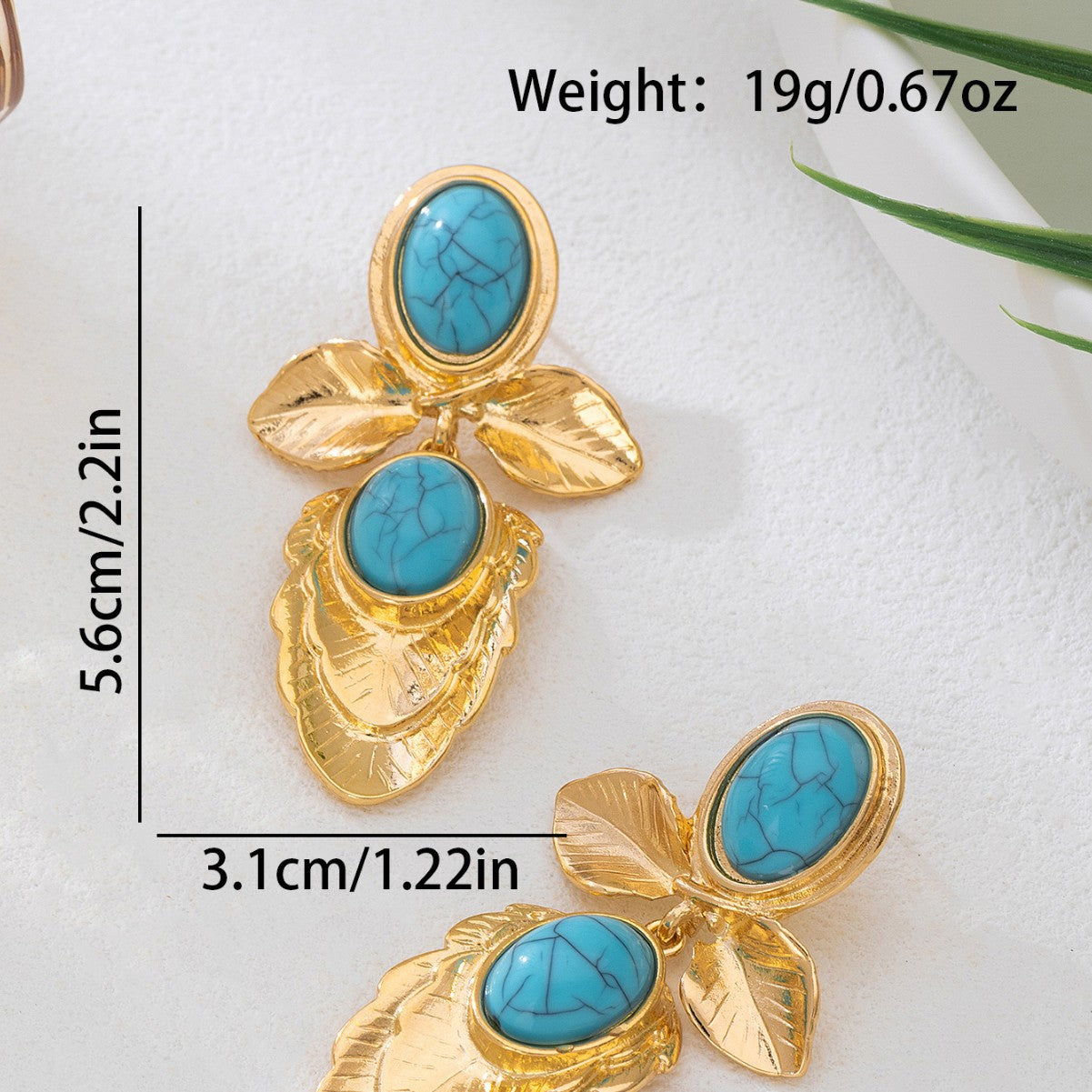 Wholesale Retro Elegant Turquoise Flower Earrings For Women Party Everyday Jewelry Accessory Gift