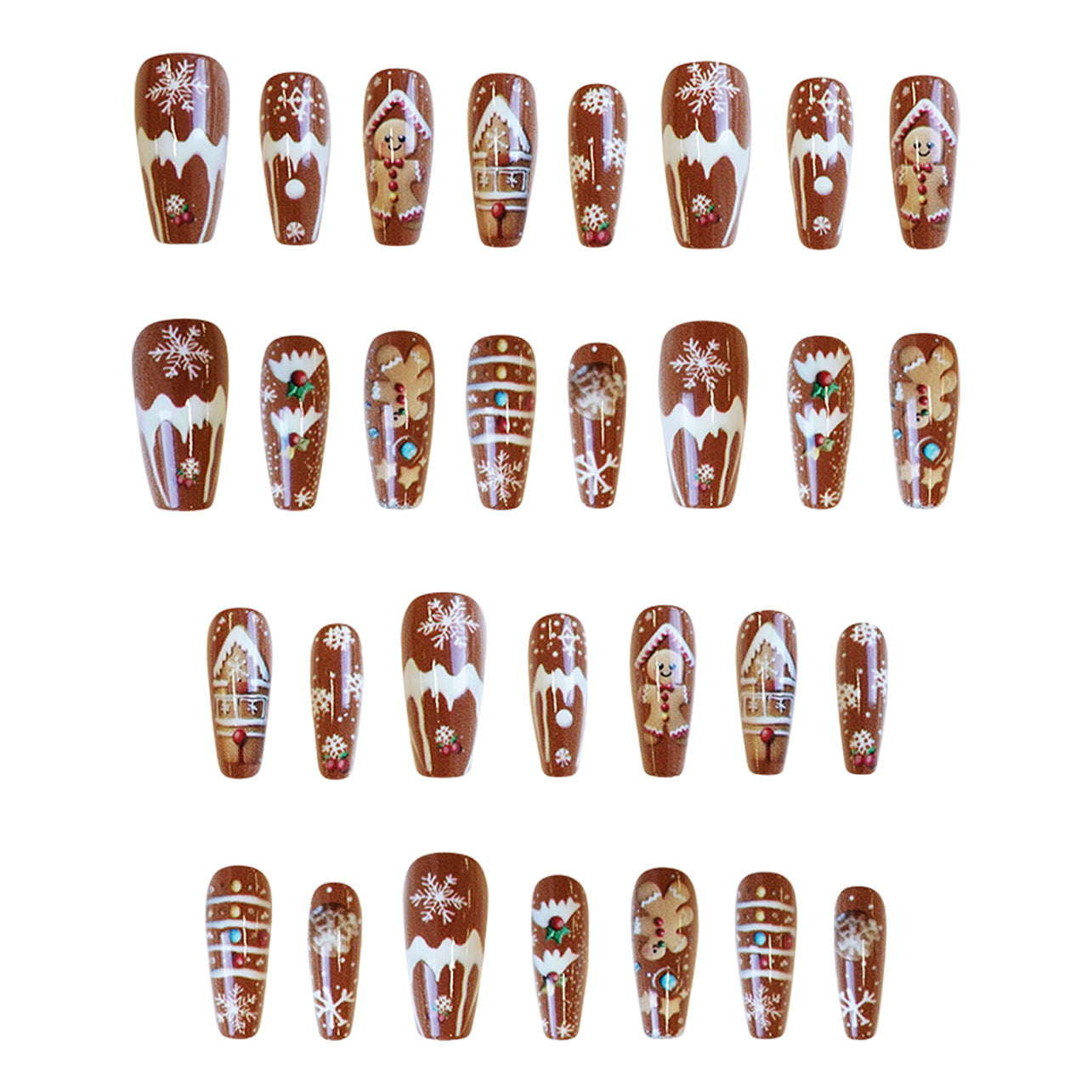 Wholesale 24 Pieces/ box Christmas Gingerbread Man Nails Kits Nail Stickers