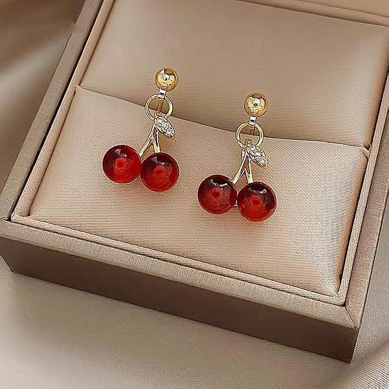 Wholesale 925 silver red cherry necklaces earrings