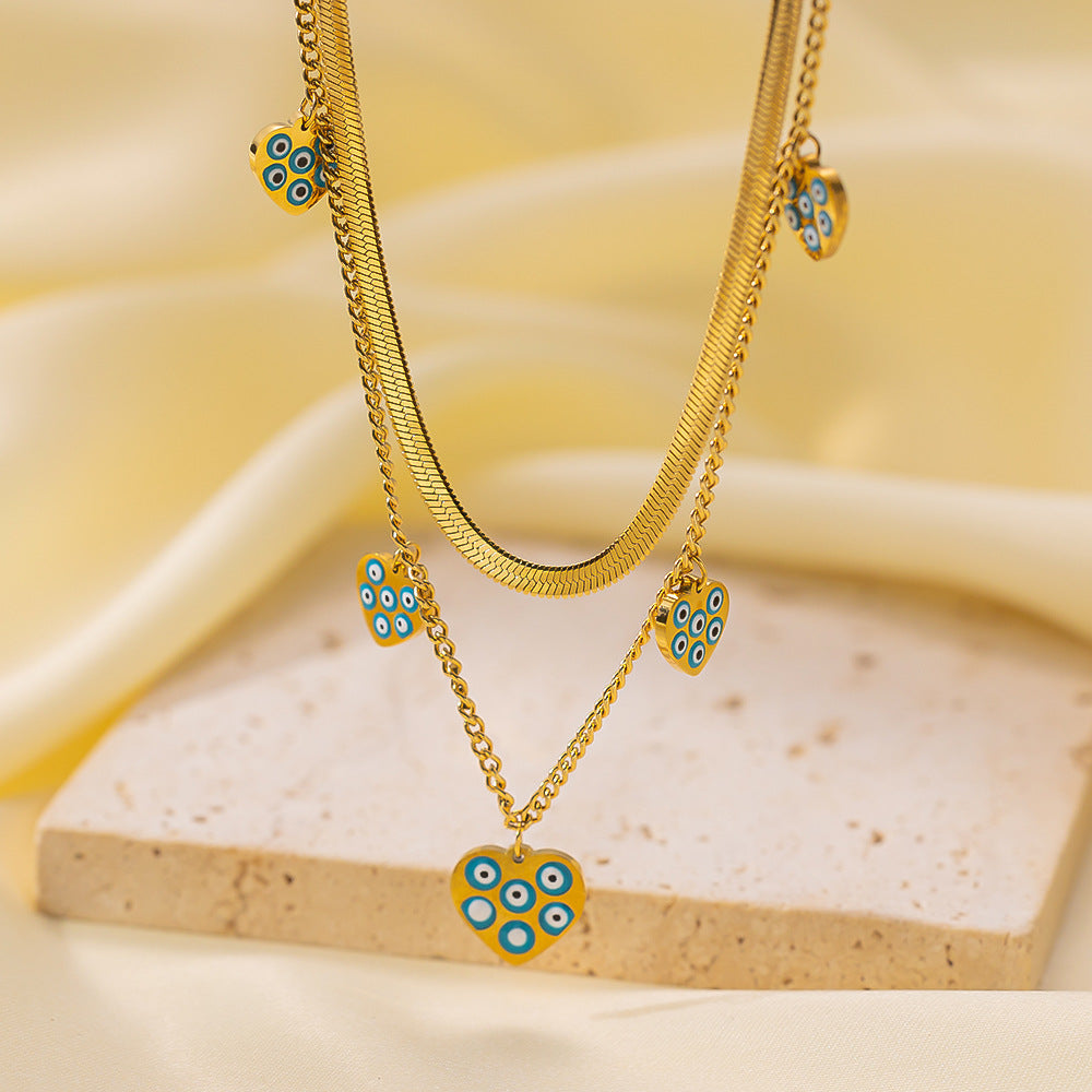 Wholesale Retro Irregular Titanium Steel Necklace Plated 18K Gold Multi-layered Necklace Gold Plated Necklace ACC-NE-Tais004