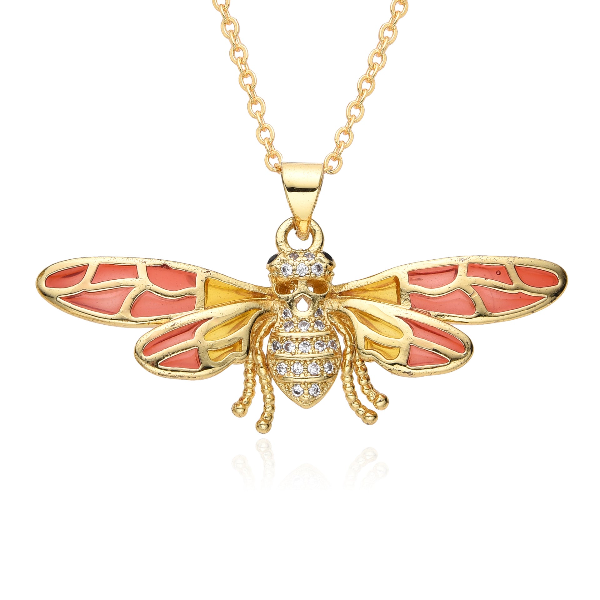 Wholesale  personalized creative copper gold-plated micro-inlaid colorful zircon dinosaur pendant necklace