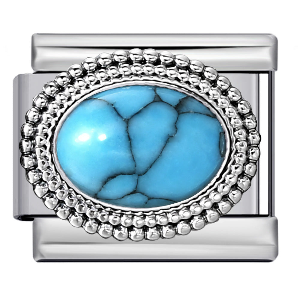 Wholesale Italian Charm Bracelet 9mm DIY  Oval Colored  Creative Stainless Steel Composable Bracelet