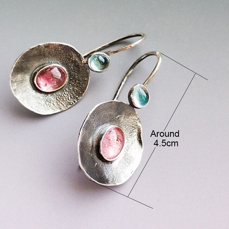 Wholesale  Red Green Moonstone Round Pendant Earrings