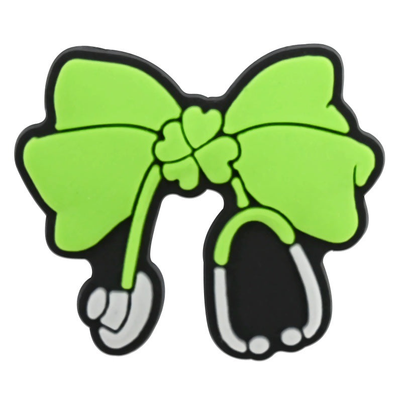 Wholesale  Random 100PCS cARtoon bows PVC Soft Rubber Shoe Buckle Decoration