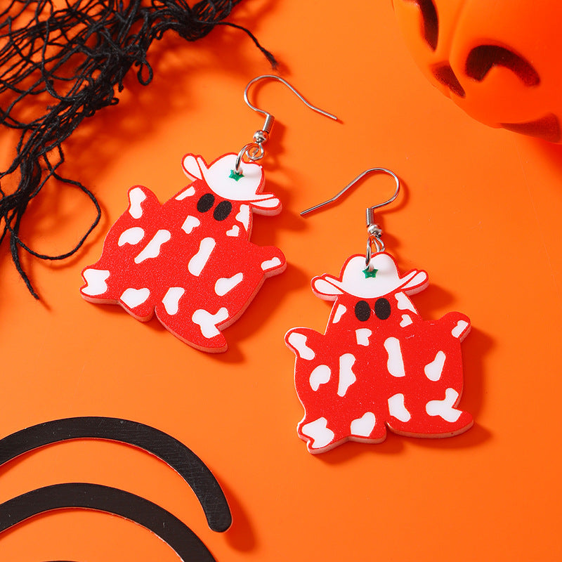 Wholesale Western Cowboy Ghost Halloween Vintage Acrylic Earrings ACC-ES-Haoc006